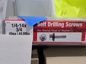 lot 1279 image: Lot of (120) Hillman Self Drilling Screws 14-14x34  Hex Washer Head w Washer #H561047
