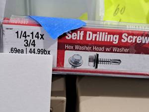 lot 1279A image: Lot of (100) Hillman Self Drilling Screws 14-14x34  Hex Washer Head w Washer #H561047
