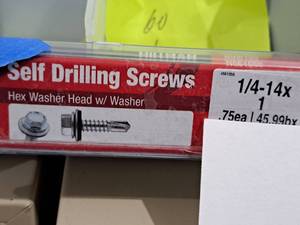 lot 1280 image: Lot of (60) Hillman Self Drilling Screws 14-14x1  Hex Washer Head w Washer #H561050