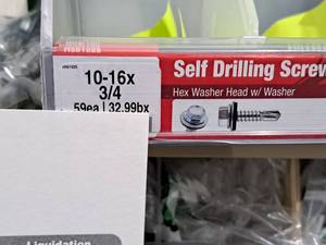 lot 1282 image: Lot of (200) Hillman Self Drilling Screws 10-16x34  Hex Washer Head w Washer #H561025