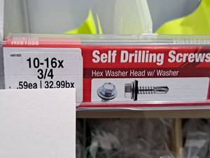 lot 1283 image: Lot of (200) Hillman Self Drilling Screws 10-16x34  Hex Washer Head w Washer #H561025