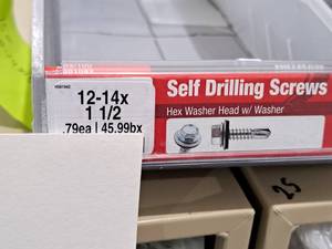 lot 1286 image: Lot of (150) Hillman Self Drilling Screws 12-14x1-12  Hex Washer Head w Washer #H561042
