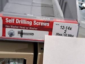 lot 1287 image: Lot of (200) Hillman Self Drilling Screws 12-14x2  Hex Washer Head w Washer #H561044