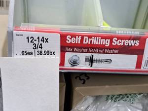 lot 1288 image: Lot of (100) Hillman Self Drilling Screws 12-14x34  Hex Washer Head w Washer #H561033