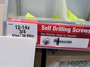 lot 1289 image: Lot of (100) Hillman Self Drilling Screws 12-14x34  Hex Washer Head w Washer #H561033