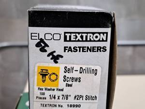 lot 1290 image: Lot of (100) Textron Self Drilling Screws   #2Pt 14x78  Hex Washer Head #18990