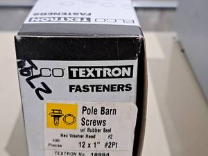 lot 1291 image: Lot of (100) Textron Pole Barn Screws   #2Pt 12x1  Hex Head Washer w Rubber Seal #18984