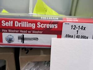 lot 1293 image: Lot of (200) Hillman Self Drilling Screws 12-14x1  Hex Washer Head w Washer #H561036