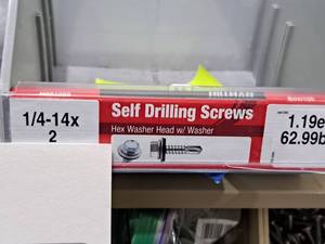 lot 1296 image: Lot of (90) Hillman Self Drilling Screws 14-14x2  Hex Washer Head w Washer #H561059