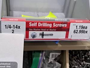 lot 1297 image: Lot of (100) Hillman Self Drilling Screws 14-14x2  Hex Washer Head w Washer #H561059