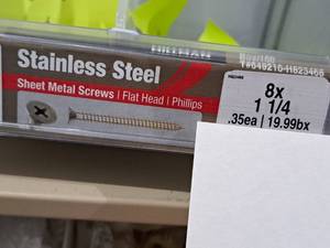lot 1305 image: Lot of (200) Hillman Stainless Steel Sheet Metal Screws 8x1-14  Flat Head  Phillips Drive #H823468