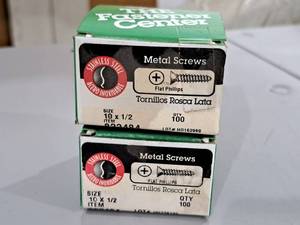 lot 1313 image: Lot of (200) Hillman Stainless Steel Sheet Metal Screws 10x12  Flat Head  Phillips Drive #H823484