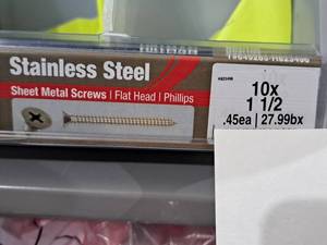 lot 1319 image: Lot of (200) Hillman Stainless Steel Sheet Metal Screws 10x1-12  Flat Head  Phillips Drive #H823496