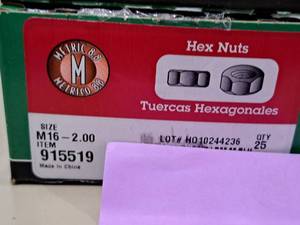 lot 1844 image: Lot of (50) Hillman M16-2.00 Hex Nuts #H915519