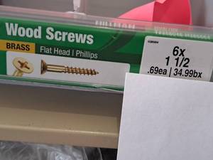 lot 1335 image: Lot of (150) Hillman Brass Wood Screws 6x1-12  Flat Head  Phillips Drive #H385664