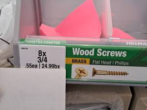 lot 1339 image: Lot of (200) Hillman Brass Wood Screws 8x34  Flat Head  Phillips Drive #H385700