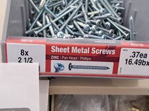lot 1346 image: Lot of (100) Hillman Zinc Sheet Metal Screws 8x2-12  Pan Head  Phillips Drive #H80130