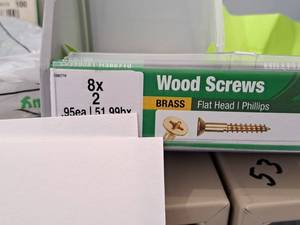 lot 1347 image: Lot of (140) Hillman Brass Wood Screws 8x2  Flat Head  Phillips Drive #H385710