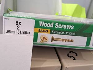 lot 1347A image: Lot of (100) Hillman Brass Wood Screws 8x2  Flat Head  Phillips Drive #H385710