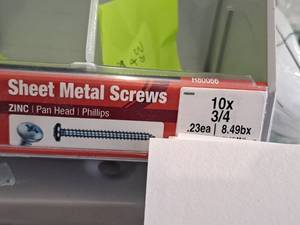 lot 1350 image: Lot of (230) Hillman Zinc Sheet Metal Screws 10x34  Pan Head  Phillips Drive #H80066