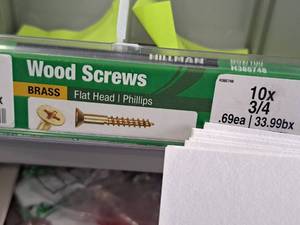 lot 1354 image: Lot of (160) Hillman Brass Wood Screws 10x34  Flat Head  Phillips Drive #H385748