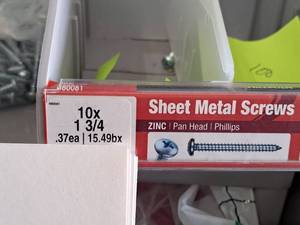 lot 1357 image: Lot of (320) Hillman Zinc Sheet Metal Screws 10x1-34  Pan Head  Phillips Drive #H80081