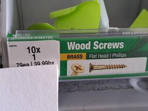 lot 1359 image: Lot of (200) Hillman Brass Wood Screws 10x1  Flat Head  Phillips Drive #H385750