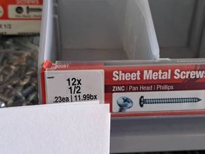 lot 1363 image: Lot of (160) Hillman Zinc Sheet Metal Screws 12x12  Pan Head  Phillips Drive #H80087