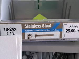 lot 1365 image: Lot of (50) Hillman Stainless Steel Machine Screws 10-24x2-12  Oval Head  Phillips Drive #H825916