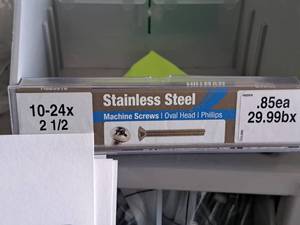 lot 1366 image: Lot of (100) Hillman Stainless Steel Machine Screws 10-24x2-12  Oval Head  Phillips Drive #H825916