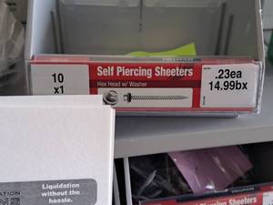 lot 1368 image: Lot of (270) Hillman Self Piercing Sheeters 10x1  Hex Head w Washer #H47701