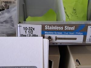 lot 1374 image: Lot of (175) Hillman Stainless Steel Machine Screws 10-32x1-12  Oval Head  Phillips Drive #H825942