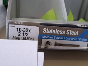 lot 1376 image: Lot of (100) Hillman Stainless Steel Machine Screws 10-32x2-12  Oval Head  Phillips Drive #H825948