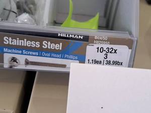 lot 1377A image: Lot of (100) Hillman Stainless Steel Machine Screws 10-32x3  Oval Head  Phillips Drive #H825950