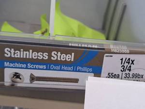 lot 1380A image: Lot of (100) Hillman Stainless Steel Machine Screws 14x34  Oval Head  Phillips Drive #H825988