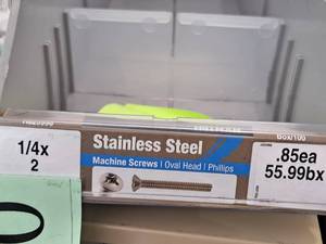 lot 1384A image: Lot of (75) Hillman Stainless Steel Machine Screws 14x2  Oval Head  Phillips Drive #H825996