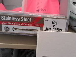 lot 1390 image: Lot of (260) Hillman Stainless Steel Sheet Metal Screws 10x2  Pan Head  Phillips Drive #H823300