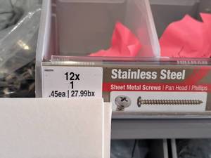 lot 1399 image: Lot of (100) Hillman Stainless Steel Sheet Metal Screws 12x1  Pan Head  Phillips Drive #H823316