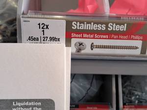 lot 1400 image: Lot of (200) Hillman Stainless Steel Sheet Metal Screws 12x1  Pan Head  Phillips Drive #H823316