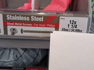 lot 1402 image: Lot of (200) Hillman Stainless Steel Sheet Metal Screws 12x1-14  Pan Head  Phillips Drive #H823318