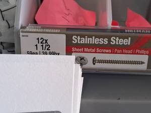 lot 1403 image: Lot of (242) Hillman Stainless Steel Sheet Metal Screws 12x1-12  Pan Head  Phillips Drive #H823320