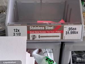 lot 1407 image: Lot of (100) Hillman Stainless Steel Sheet Metal Screws 12x2-12  Pan Head  Phillips Drive #H823326