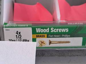 lot 1408 image: Lot of (400) Hillman Brass Wood Screws 4x12  Flat Head  Phillips Drive #H385618