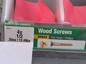 lot 1409 image: Lot of (200) Hillman Brass Wood Screws 4x12  Flat Head  Phillips Drive #H385618