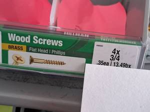 lot 1410 image: Lot of (170) Hillman Brass Wood Screws 4x34  Flat Head  Phillips Drive #H385622