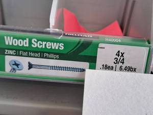 lot 1412 image: Lot of (300) Hillman Zinc Wood Screws 4x34  Flat Head  Phillips Drive #H40004
