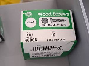lot 1413 image: Lot of (100) Hillman Zinc Wood Screws 4x1  Flat Head  Phillips Drive #H40005