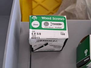lot 1414 image: Lot of (100) Hillman Zinc Wood Screws 6x58  Flat Head  Phillips Drive #H40013