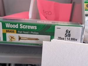 lot 1416 image: Lot of (250) Hillman Brass Wood Screws 6x58  Flat Head  Phillips Drive #H385656