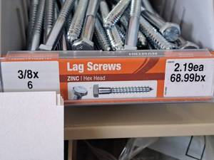 lot 1424 image: Lot of (50) Hillman Zinc Lag Screws 38x6  Hex Head #H230107